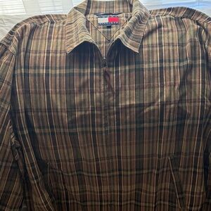 Tommy Hilfiger Brown plaid zipper lightweight jacket size large